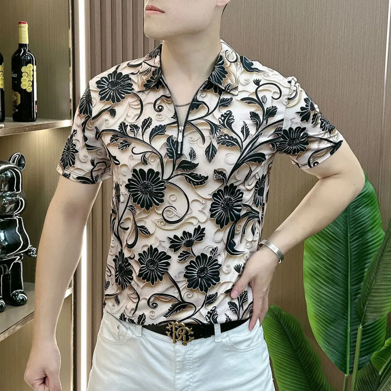 [Designer Style] 2025 Men's Fashion Casual Easiest for Match Summer Half-Sleeved Slim Korean Style Lapel Polo Shirt