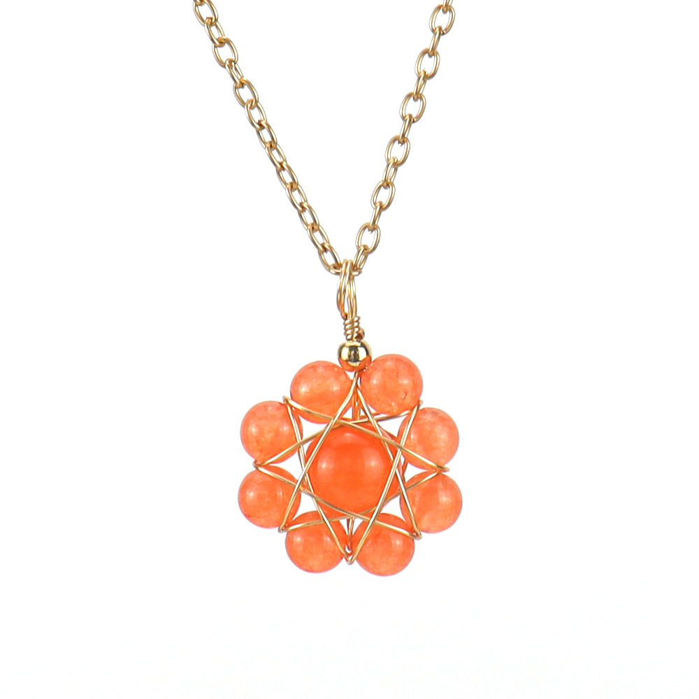 Simple Style Flower Crystal Handmade Pendant Necklace 1 Piece