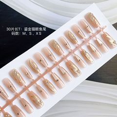 巴洛克風穿戴甲鎏金貓眼魚尾甜美純欲仙女風索馬里海美甲30片