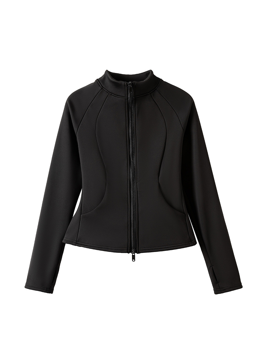 Veste de yoga chaude en polaire avec fermeture éclair, haut de sport et de fitness pour femmes_voghion.com