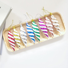 圣诞长尖果圣诞树彩色装饰塑料道具电镀小彩绘挂件装饰品配件批发