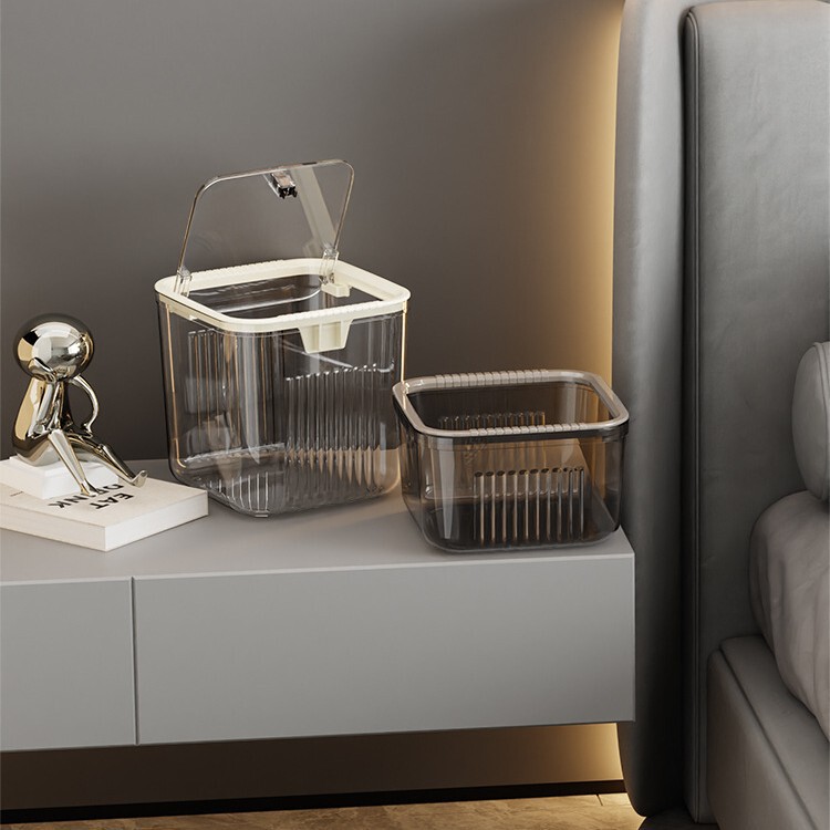 Transparent Desktop Trash Bin Household High-value Kitchen Countertop Dining Table small size Bedroom Bedhead Light Luxury Car Trash Bin