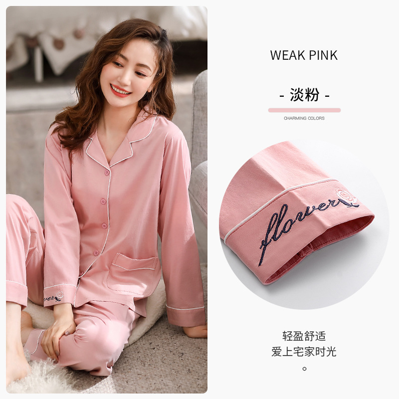 Pijamas de mujer primavera y verano 100% algodón manga larga homewear primavera y otoño traje fino de gran tamaño