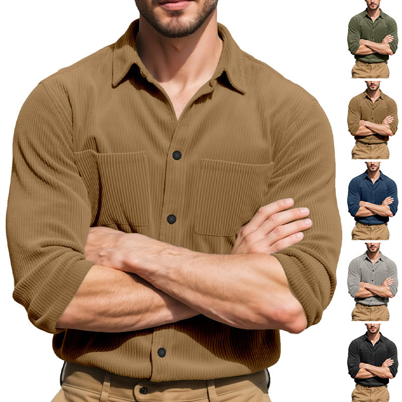 2025 Cross-Border New Casual Solid Color Corduroy Button Cardigan Jacket European and American Style Cardigan Jacket European and American Style Carhartt