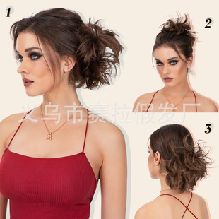Cross-border European and American wig women's adjustable comb ball head wig bun hair ring chicken nest head messy wig piece