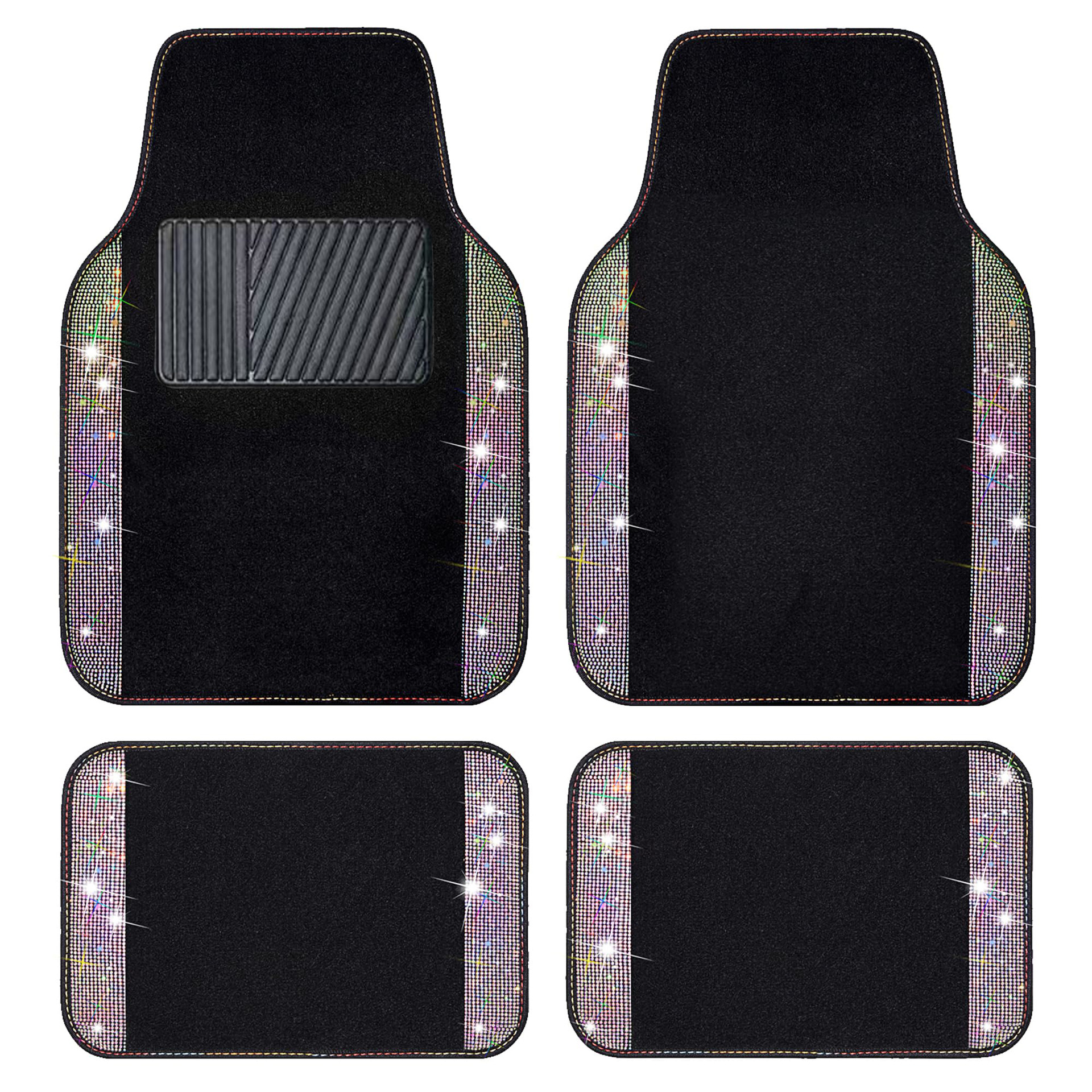Cross-border universal car floor mats, velvet with sparkling rhinestones, full crystal anti-slip PVC car interior floor mats