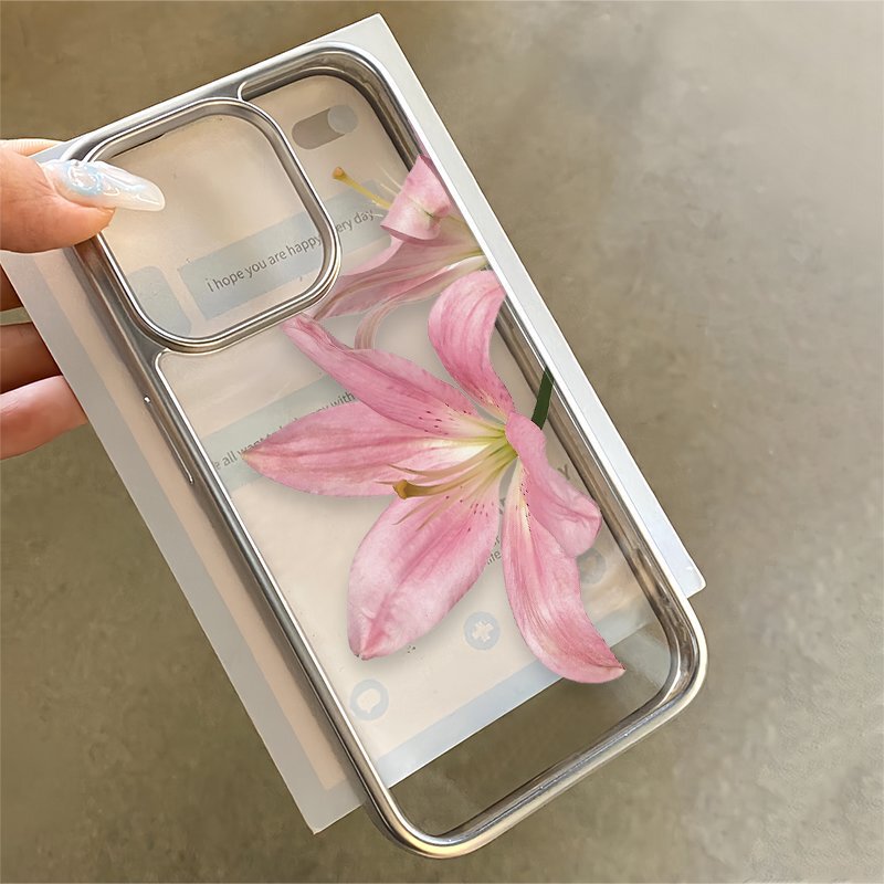 Electroplated Crystal Shell with Simple Pink Morning Glory Design Suitable for Apple 17/16/15/13 Pro Max Phone Cases 12/11 Electroplated Crystal Shell with Simple Pink Morning Glory Design Suitable for Apple 17/16/15/13 Pro Max Phone Cases 12/11