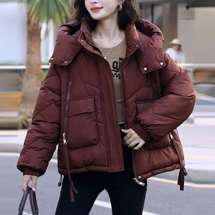 Cotton-padded jacket Women's Thickened Cotton-padded Coat Winter Warm Fashion Korean Loose plus size Cotton-padded Coat Brown