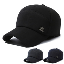 秋冬新款中老年男士棒球帽户外防寒楼梯布保暖鸭舌帽爸爸护耳棉帽