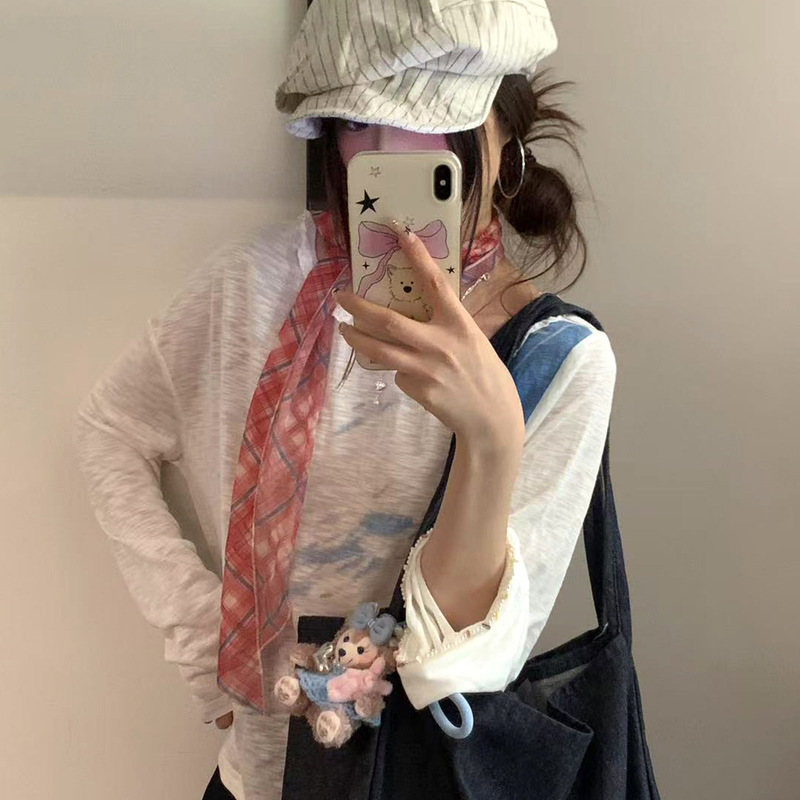 韩系高级感长款波点丝巾女系脖百搭丝带小众复古薄款围巾飘带装饰|undefined