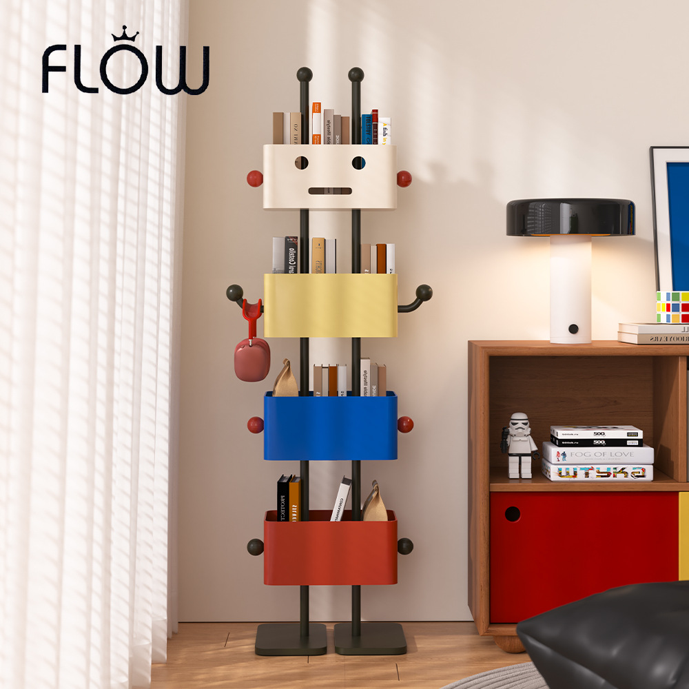 Children's Floor Bookshelf Living Room Household Square Box Corner Rack Wrought Iron Drawer Contrast Color Corner Invisible Locker