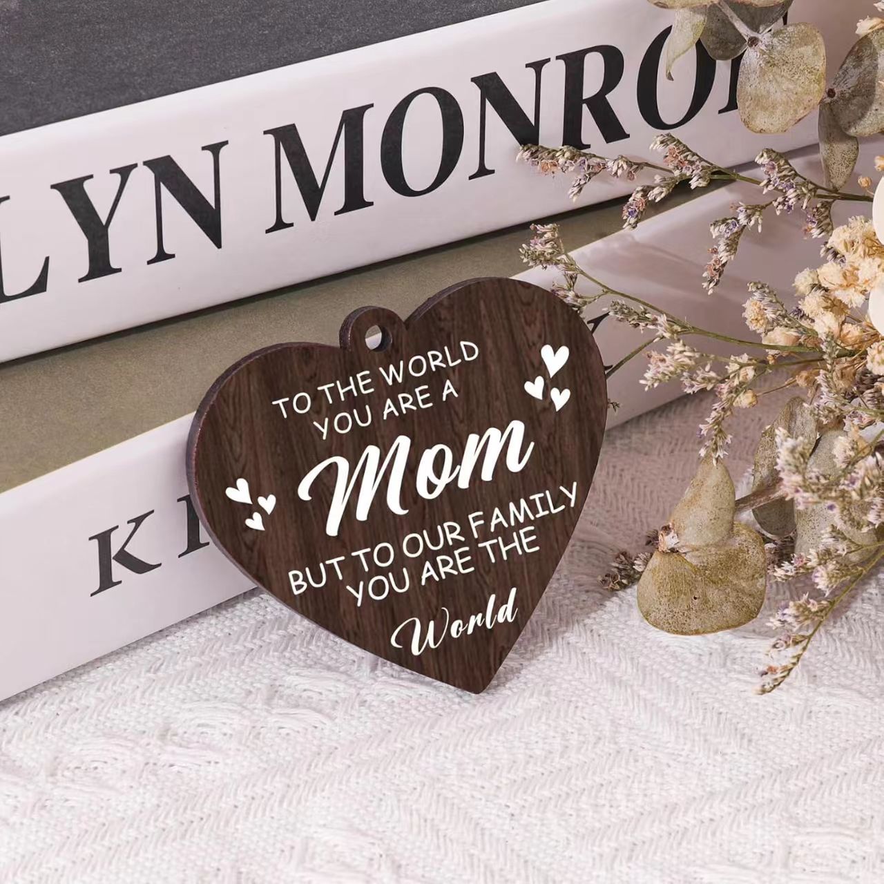 Venta caliente transfronteriza marco de fotos conmemorativo giratorio de 360 grados, marco de fotos de madera de regalo festivo del día de la madre