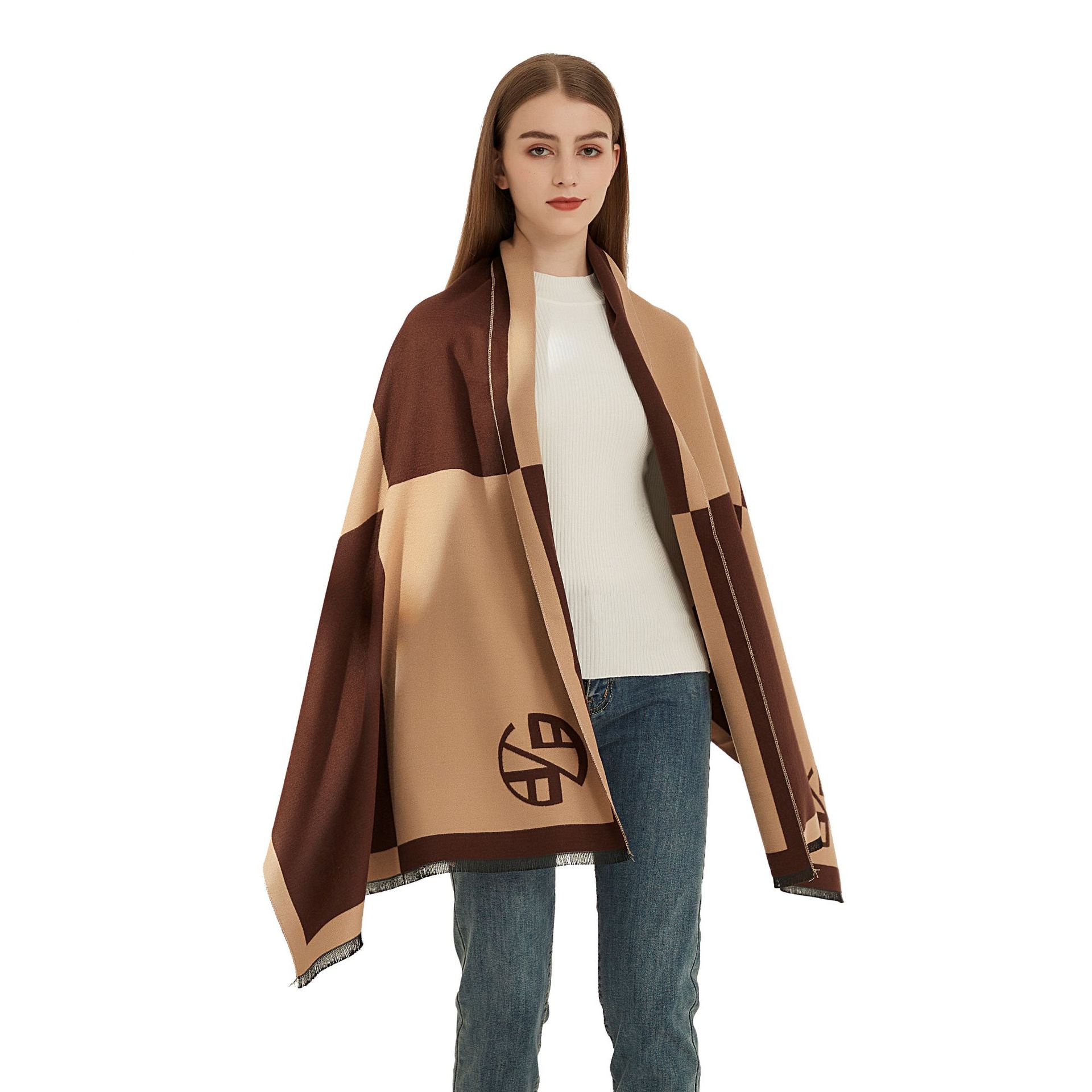 Nuova sciarpa scozzese nera e bianca per donna di alta qualità, in imitazione cashmere, autunno inverno, semplice e alla moda,_voghion.com