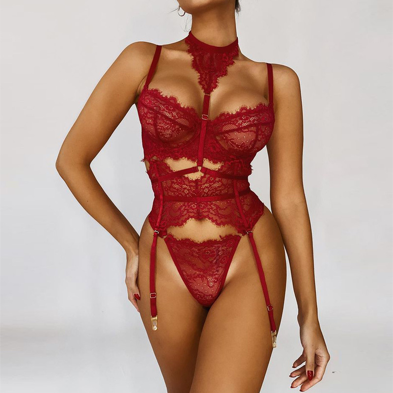 Russian hot socks sexy lingerie European and American sexy lace bra suit women's body shaping underwear split Russian hot socks sexy lingerie European and American sexy lace bra suit women's body shaping underwear split