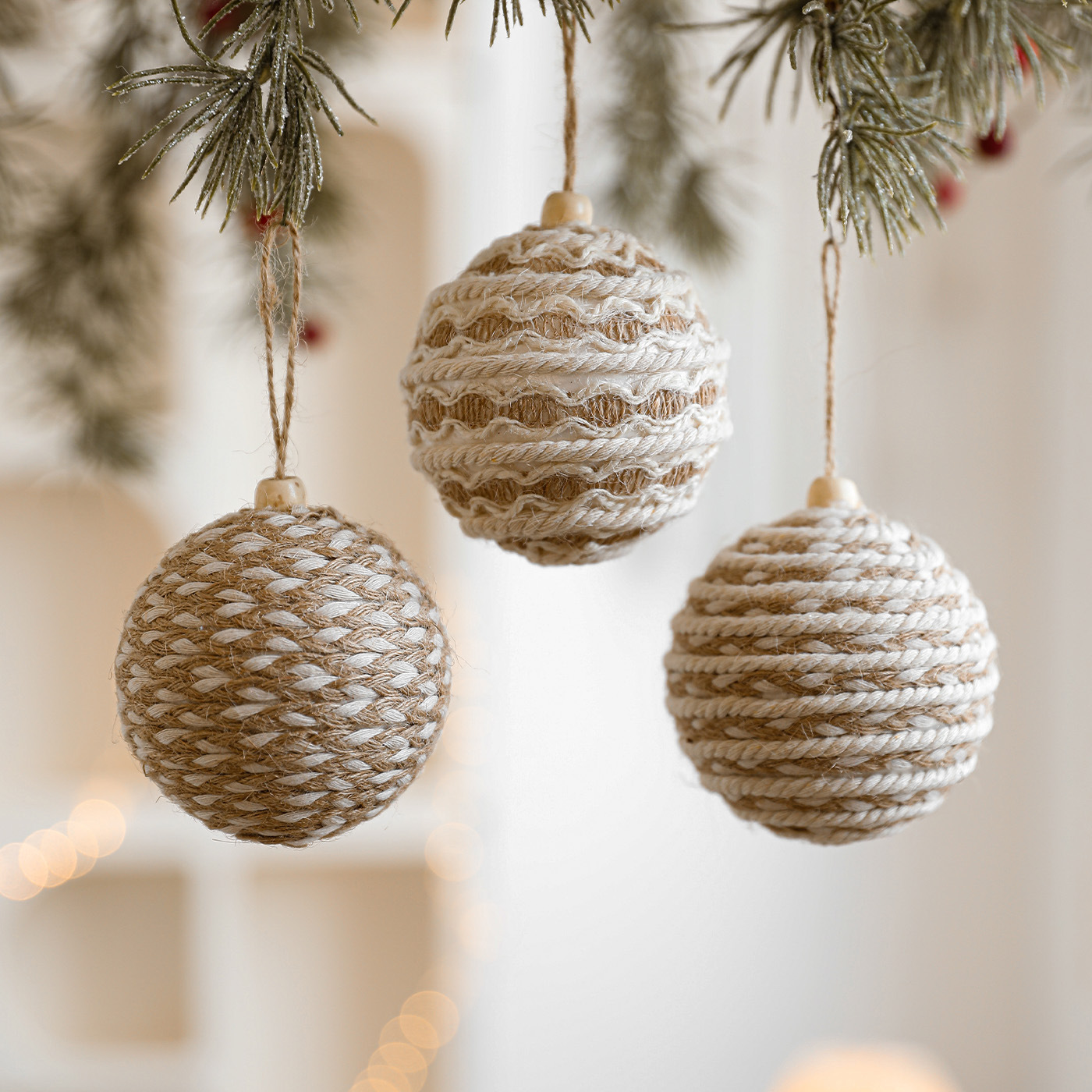 Transfronterizo 8CM cuerda de cáñamo bola cuerda de algodón bola espuma bola semáforo colgante árbol de Navidad bola colgante accesorios de decoración en stock