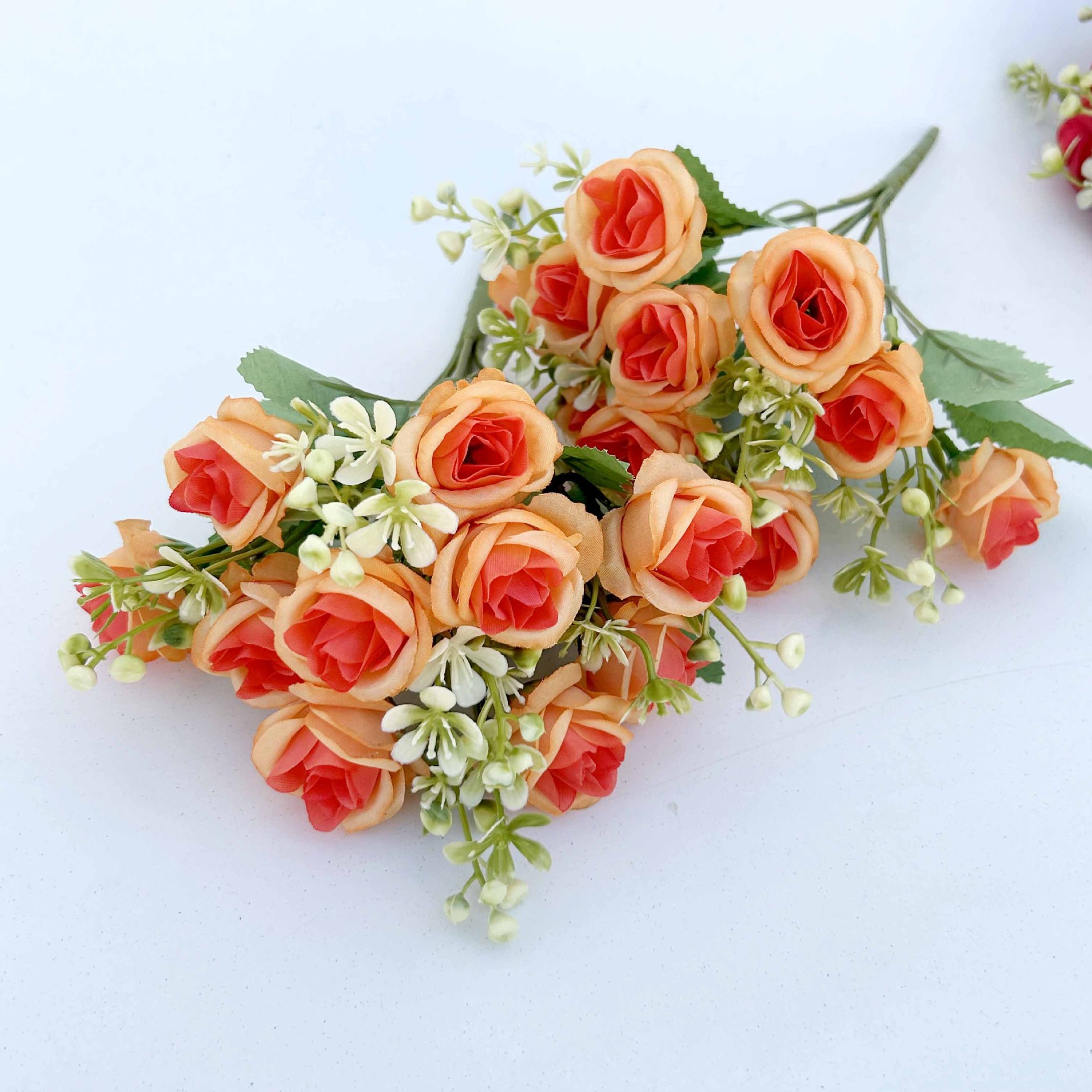 Ramo de flores artificiales rosa de estilo europeo pequeña flor artificial flor hogar boda decoración mesa florero pantalla