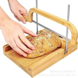 跨境木质面包切片器吐司法棍切片器面包刀可拆卸面包屑收集盘切片