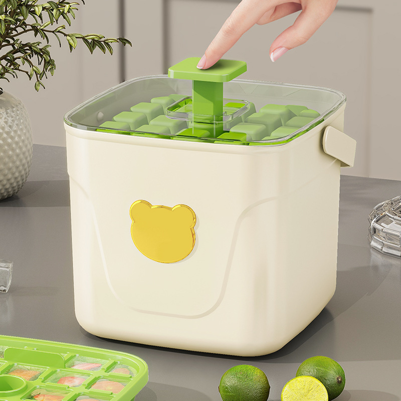 Free Shipping, Sample Available, Food-Grade Press-Type Ice Bucket with Handle, Large Capacity, Easy-To-Remove Ice Mold, Double-Layer Quick-Freezing Ice Tray