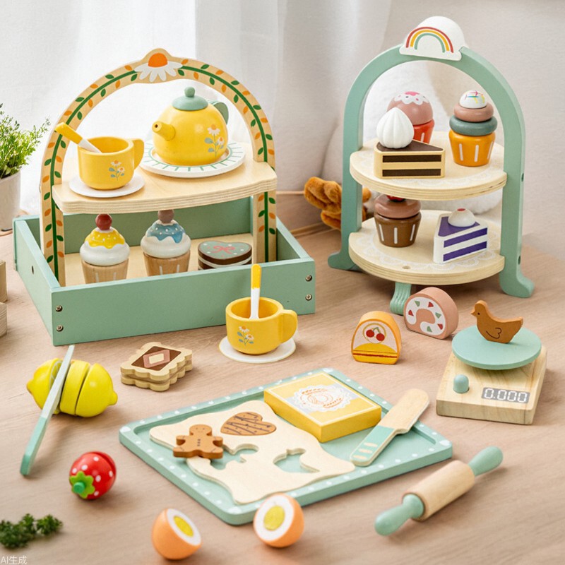 Early Education Wooden Kidsren's Educational Toys Dessert Cake Kindergarten Area Corner Blender Tea Set Set Play House