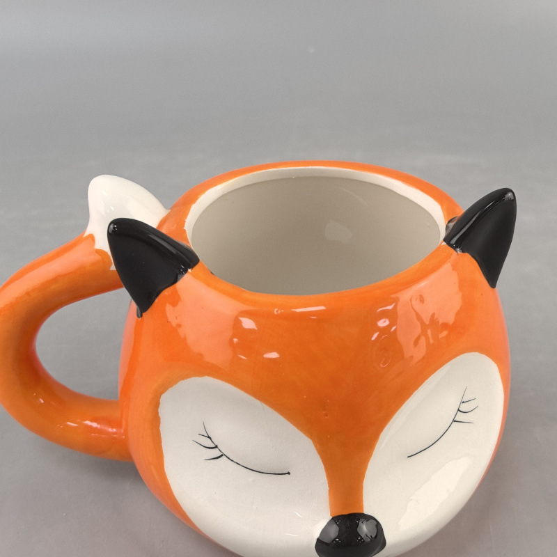 Selección estricta de tazas de cerámica, tazas de zorro encantadoras, tazas de leche de dibujos animados, tazas de agua de animales