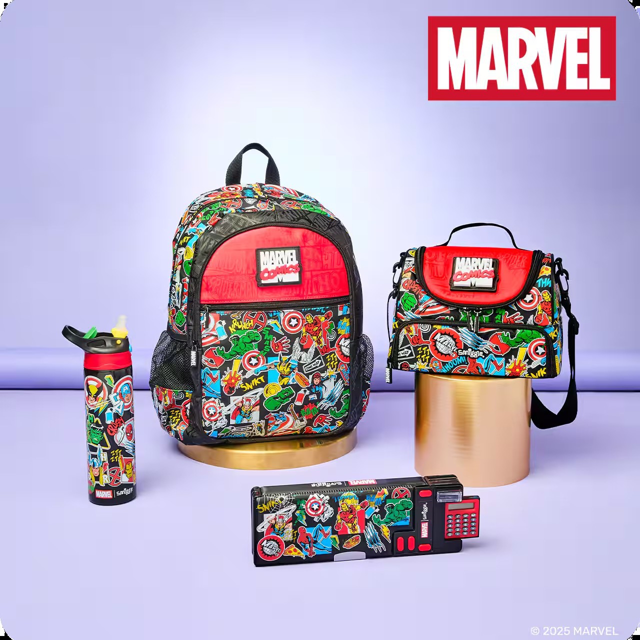 澳洲Smiggle书包1-6年级学生双肩红色漫威英雄减压背包多功能世界