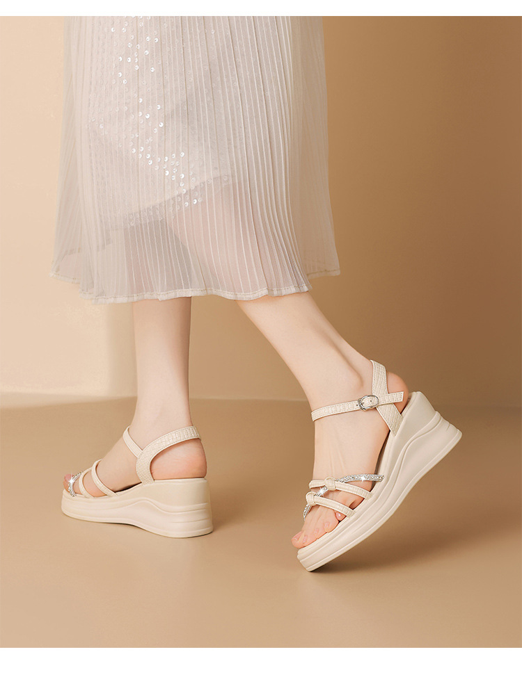 Sandal nữ đế xuồng cao gót quai ngang đính đá phong cách Pháp — JF577 Bạc chi tiết 17