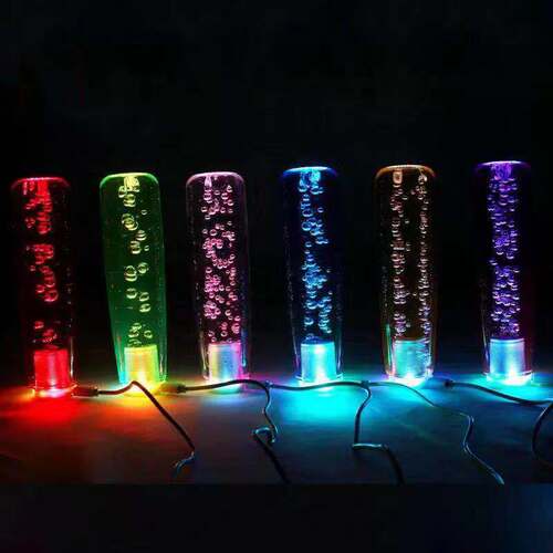 Cross-border transparent crystal gear knob car modification seven-color LED gear knob wave-shaped knob round gear shift knob