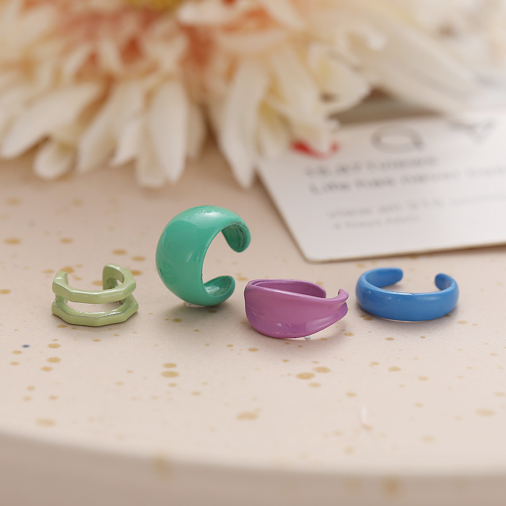 Wholesale Jewelry Cute Geometric Multi-color Ear Clip Set Nihaojewelry display picture 3
