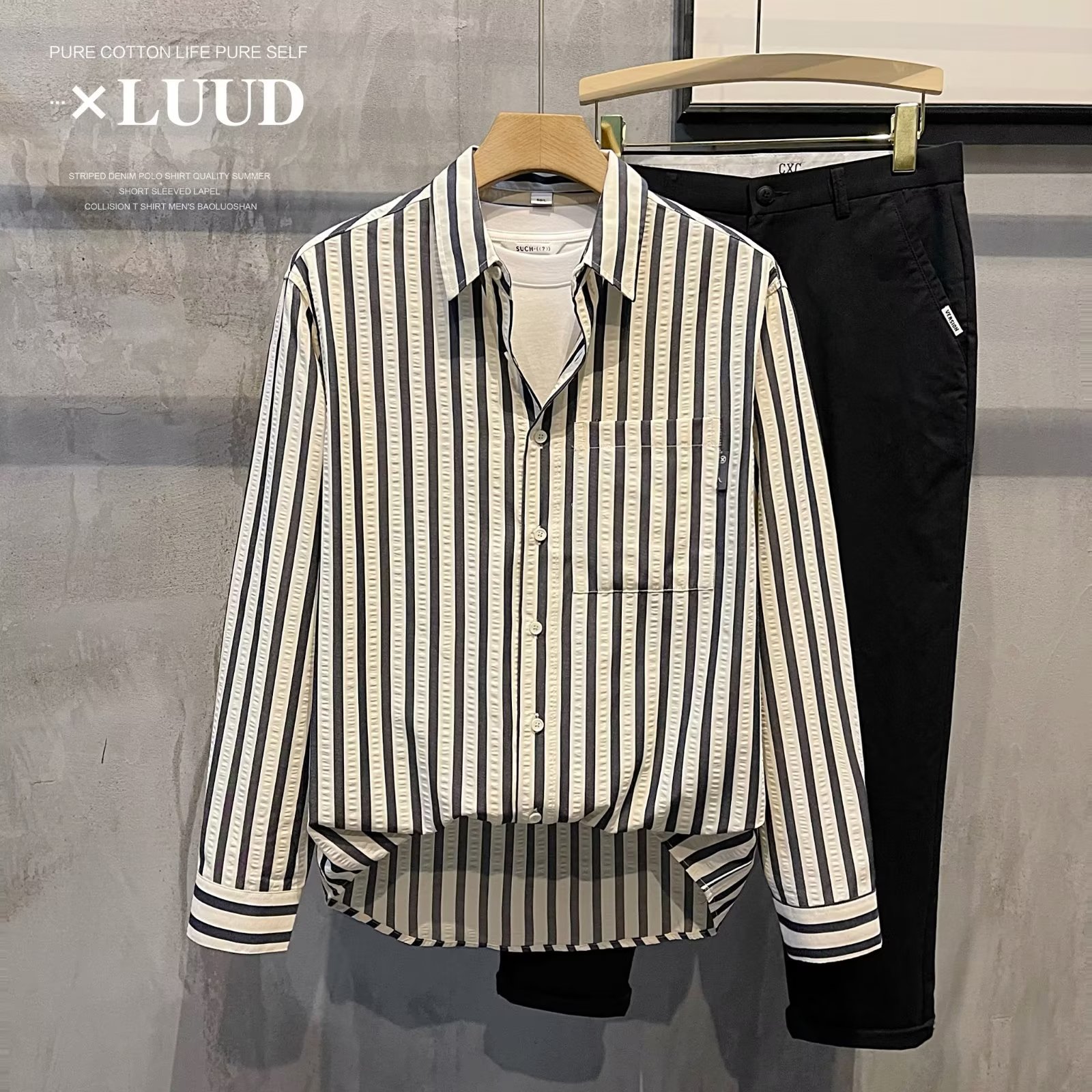 Estilo japonés de Hong Kong 2024 letras camisa de manga larga ins camisa suelta para niños tendencia de verano chaqueta casual de todo fósforo