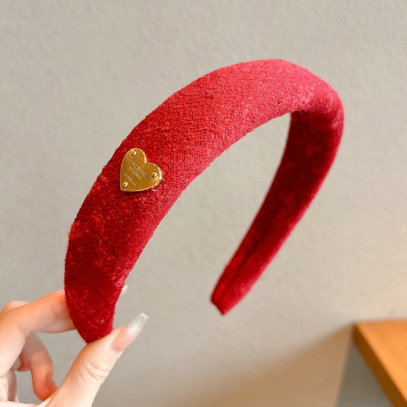 Diadema roja de Año Nuevo para mujer 2026, diadema moderna de alta calidad para otoño e invierno, diadema para lavarse la cara, horquilla para el cabello, accesorio para el cabello estilo Chanel image 15