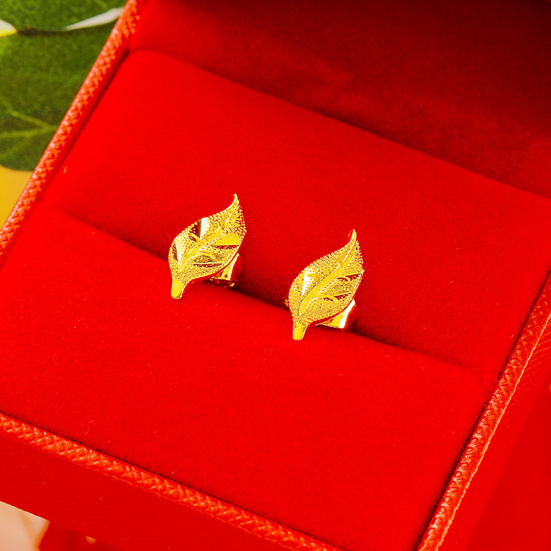 Venta al por mayor estilo étnico moda cobre chapado 24K oro real flor pendientes simple Rosa Vietnam arena oro pendientes para las mujeres