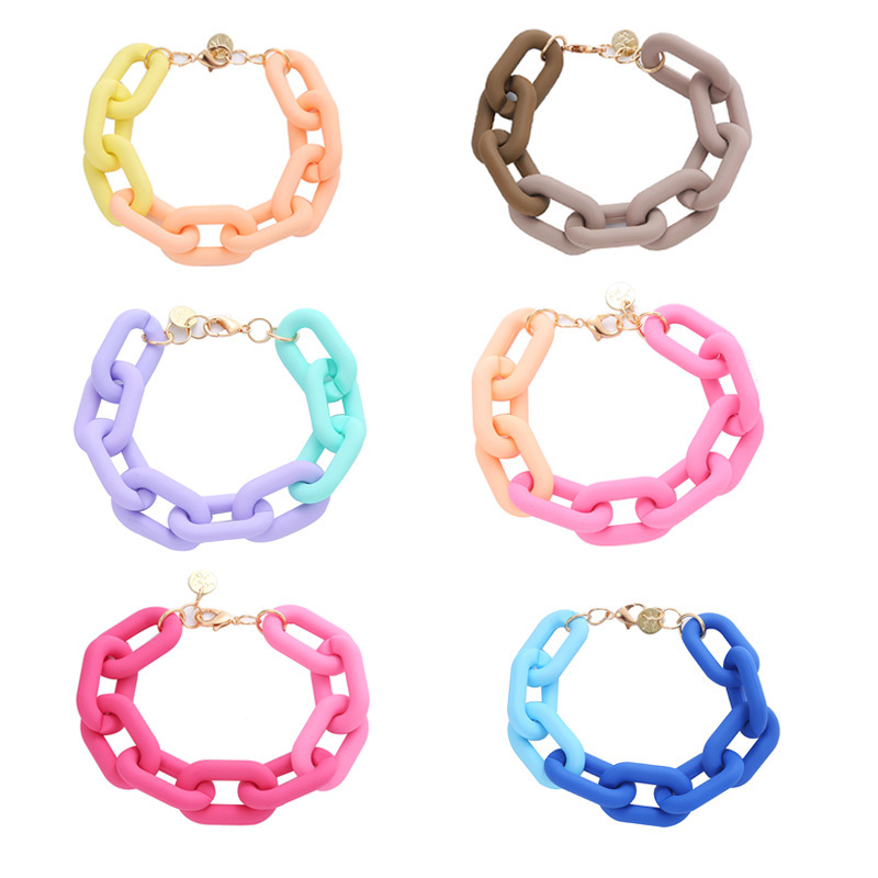 European and American cross-border acrylic color chain resin chain exaggerated easy to match bracelet female wholesale fashion simple accessories European and American cross-border acrylic color chain resin chain exaggerated easy to match bracelet female wholesale fashion simple accessories
