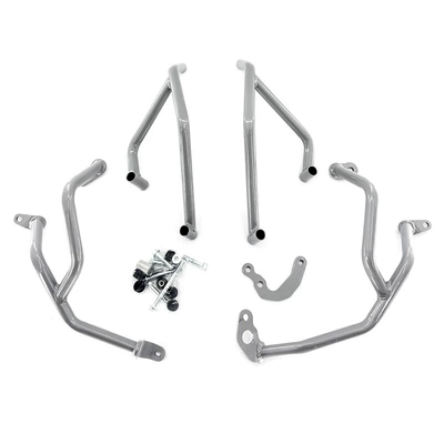 for Yamaha Tracer 9Gt: Motorcycle bumper - upper-and-lower-guardrails-painted-silver-export-quality-set