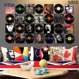 Hair Salon Records Vinyl Disc Decoration Clear Bar Poster Arrangement Combination Old Records Barber Shop Musical Instruments ktv Wall