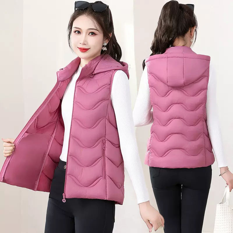 羽绒棉马甲女显瘦洋气2025新款时尚秋冬连帽马甲修身百搭保暖坎肩