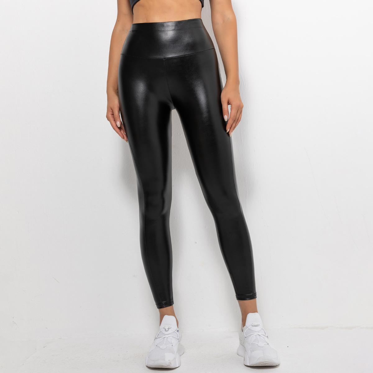 Fashion Solid Color Pu Polyester Active Bottoms Skinny Pants display picture 1