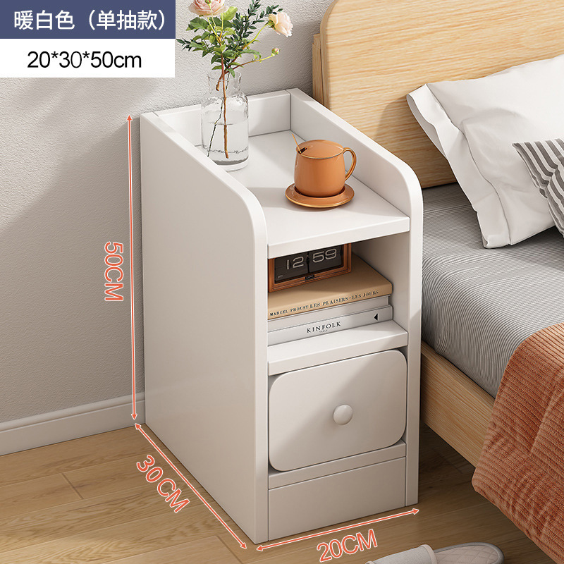 Mesita de noche pequeño moderno minimalista dormitorio estrecho gabinete de cabecera armario de alquiler hogar estante de almacenamiento de cama