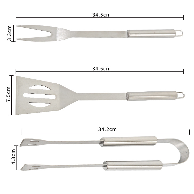 Spot juego de utensilios para hornear de acero inoxidable de nueve piezas combinación barbacoa al aire libre bolsa de tela portátil para hornear juego de herramientas para barbacoa bbq