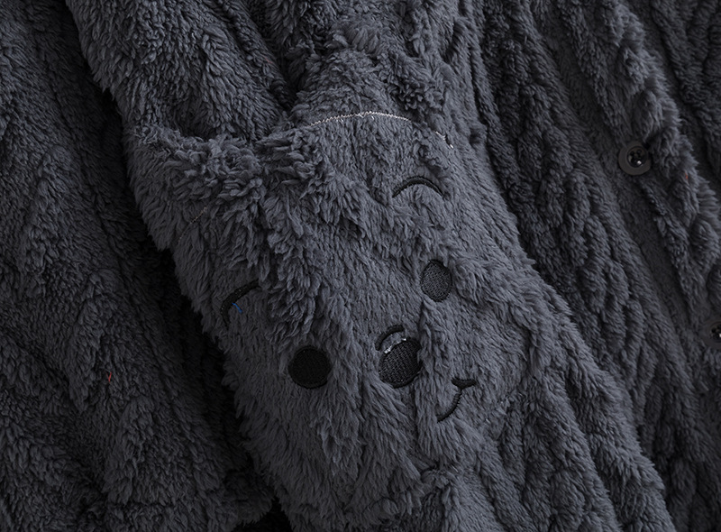 Plys fortykket vinterkåbe lang cardigan pyjamas mænd forår og efterår plys stor størrelse flannel hjemmetøj jakkesæt_voghion.com