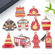创意卡通消防系列消防帽消防衣消防车灭火器合金滴油diy饰品配件