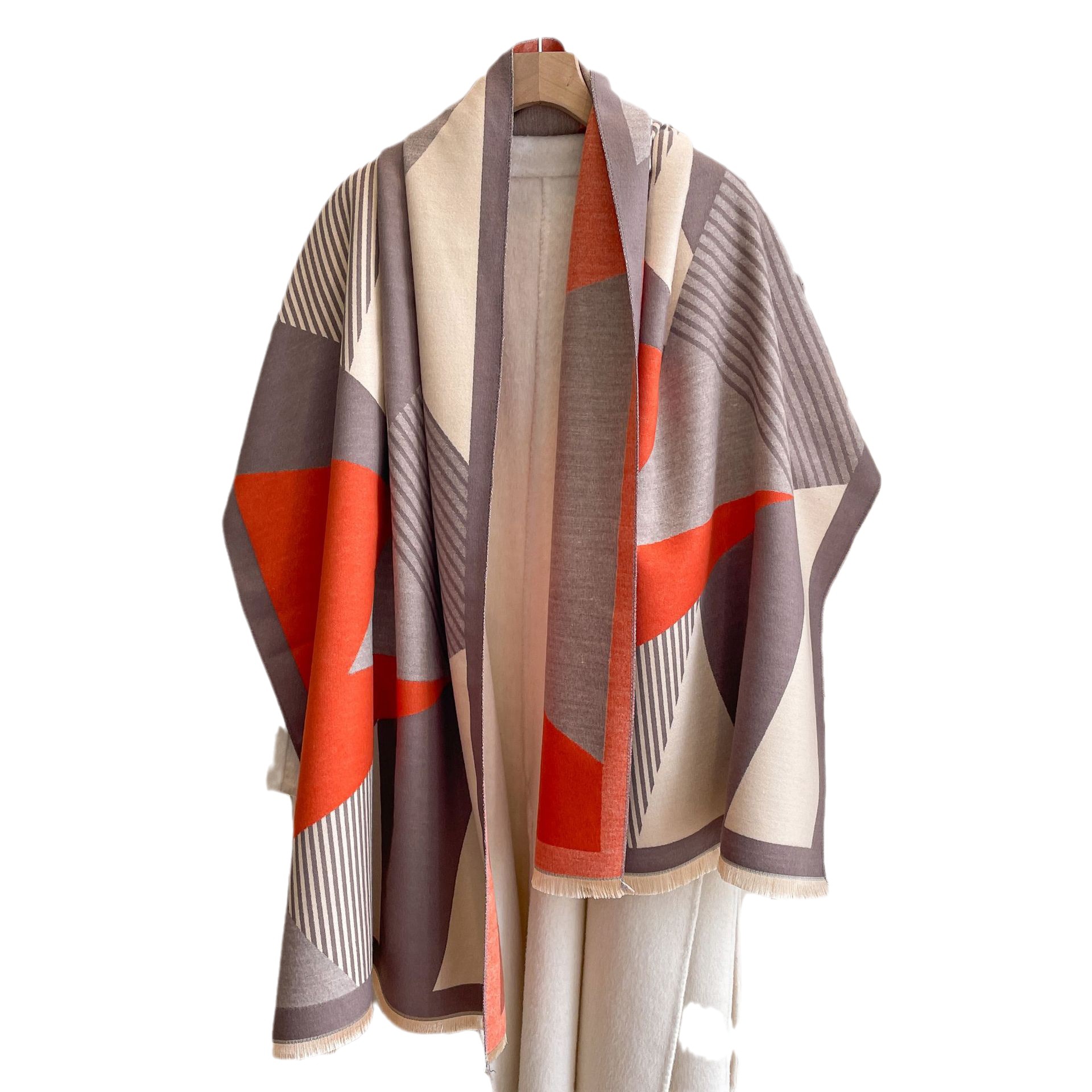 2023 estilo coreano bufanda a rayas geométricas invierno de las Mujeres Nuevo chal engrosado cálido bufanda de Cachemira de estudiante de doble uso