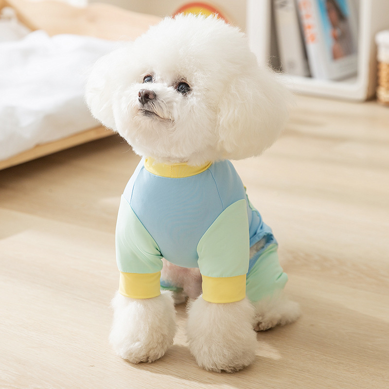 Perro de verano protector solar enfriamiento de color de cuatro patas ropa de Teddy protector solar ropa de perros pequeños y medianos