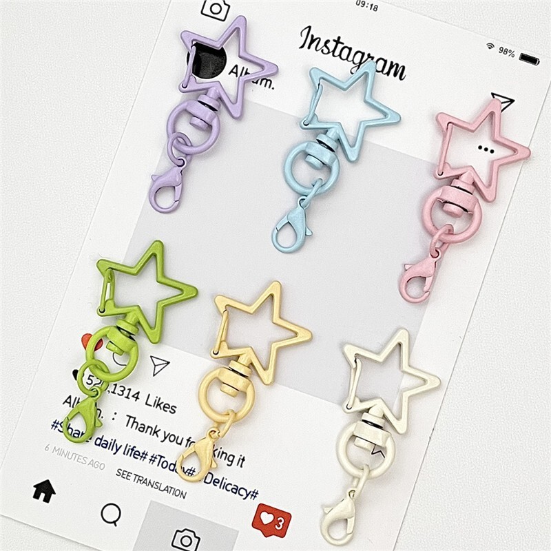 Colorful Five-Pointed Star Lobster Clasp Rotating DIY Bag Pendant Bead Keychain Accessories Metal Buckle Small Goods Wholesale