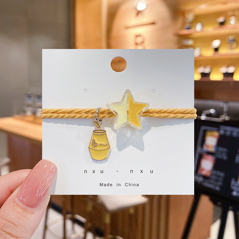 Deseando estrella pulsera banda para el cabello de doble uso pequeña banda de goma Internet celebridad ins banda de goma banda para el cabello Sweet Girl estilo coreano accesorios para el cabello