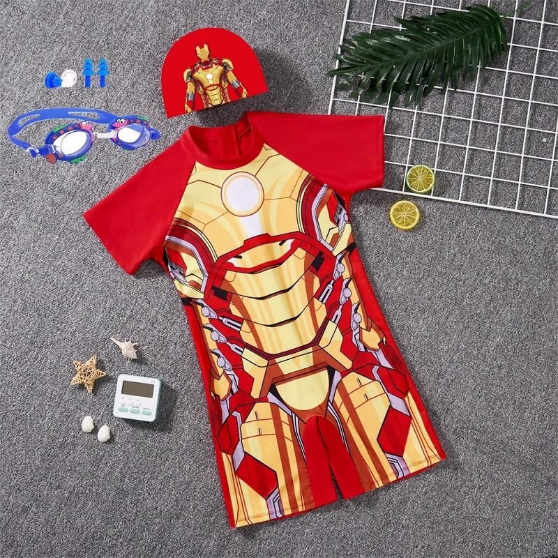 Детский купальник сиамский полиэстер мальчик мультяшный костюм плавание Летний мальчик