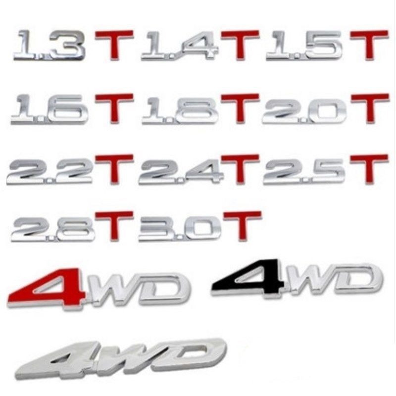Car 1.8T 2.0T 2.5 Displacement Letter Text Metal 3D Creative Lettering 4WD 1.5T Tail Emblem Sticker_voghion.com