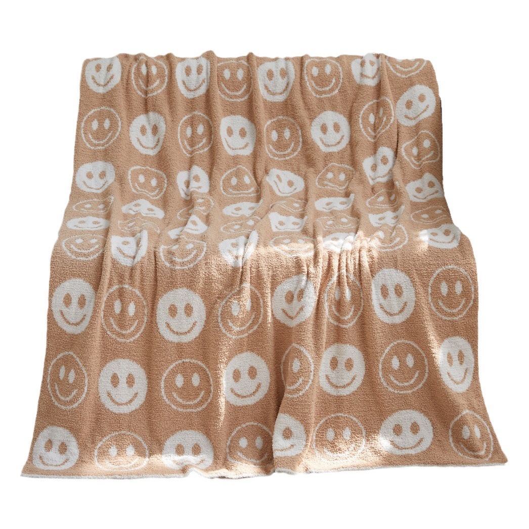 Class A Half Fleece Blanket Smiley Blanket Knitted Jacquard Blanket Cover Blanket Sofa Blanket Feather Yarn Blanket Cloud Blanket
