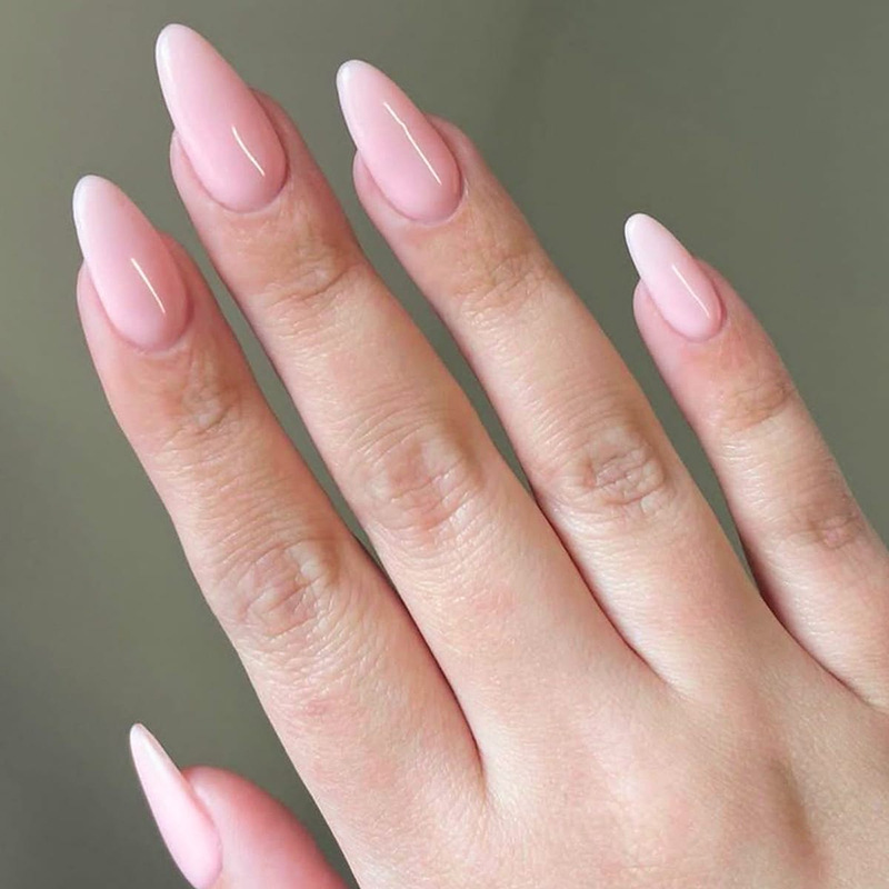 Uña de alta sensibilidad de uso de uñas de color sólido pieza de uñas falsas tipo almendra superficie brillante pieza de uñas desmontable producto terminado