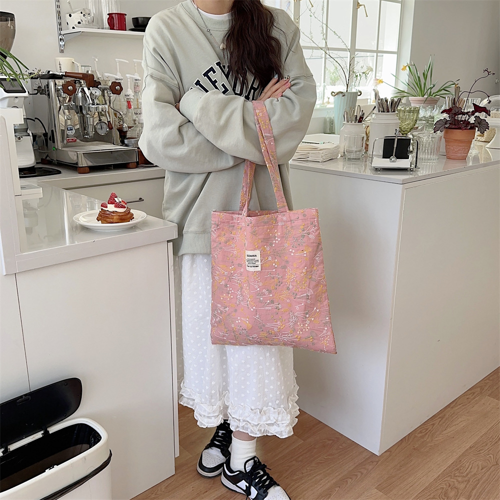 43204 ins Spring/Summer New Gentle small floral starry sky single-shoulder canvas bag with large capacity for girls' study bag undefined