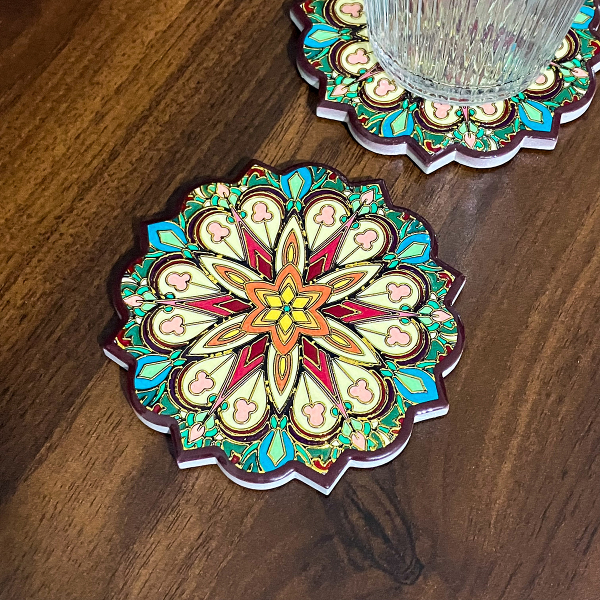Nuevo posavasos en forma de flor, artesanía de bronceado, textura en relieve, posavasos para el hogar creativo de estilo étnico bohemio